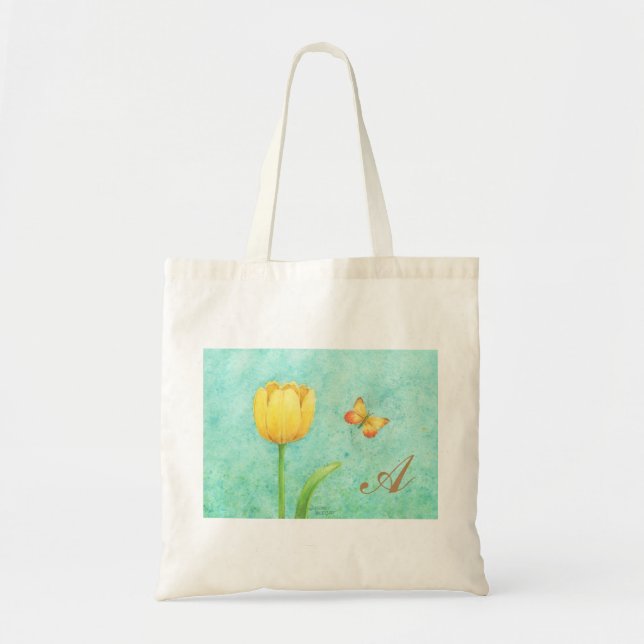 Tote Bag Yellow Tulip and Butterfly (Front)