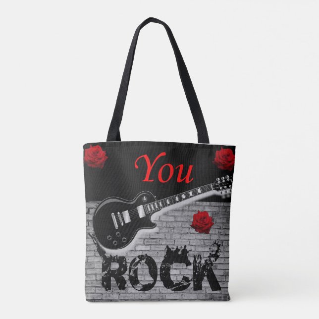 tote bag you rock music (Back)