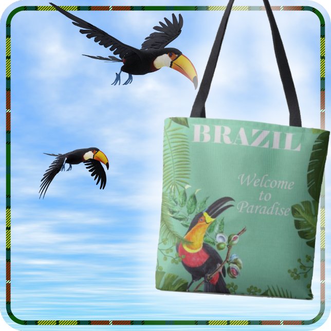 TOTE - Brazil - Welcome to Paradise + Toucan Bag (A beautiful Tote Bag with a colorful Toucan on each side)