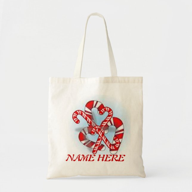 TOTE CANDY CANES HOLIDAY PERSONALIZE BAG (Front)