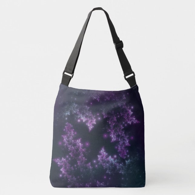 Tote Fractal Leaves Violet Glow (Front)