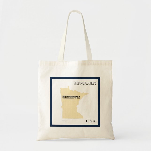Tote  - Minnesota State Map with City Bag (Front)