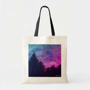 Tote - Pink "Golden Sunset Pines"  by All Joy Art