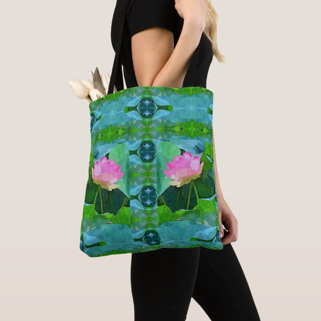 Tote - Pink Lotus Abstract Bag (Close Up)