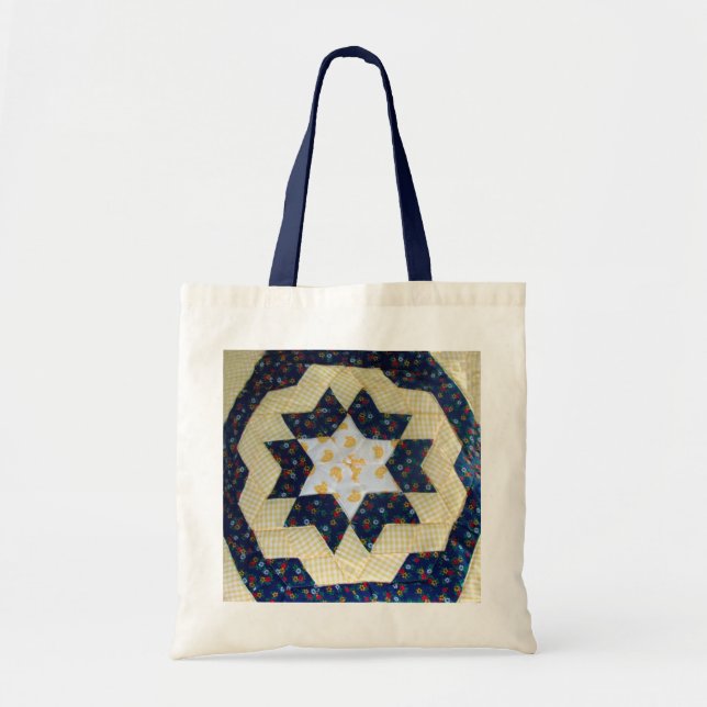 Tote - Quilted Star Flower Pattern Bag (Front)