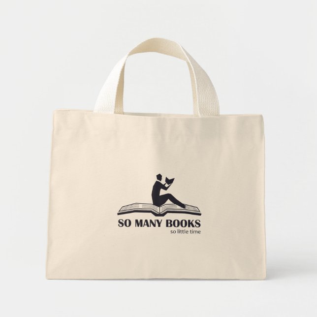 Tote - So many books so little time - male reading (Front)