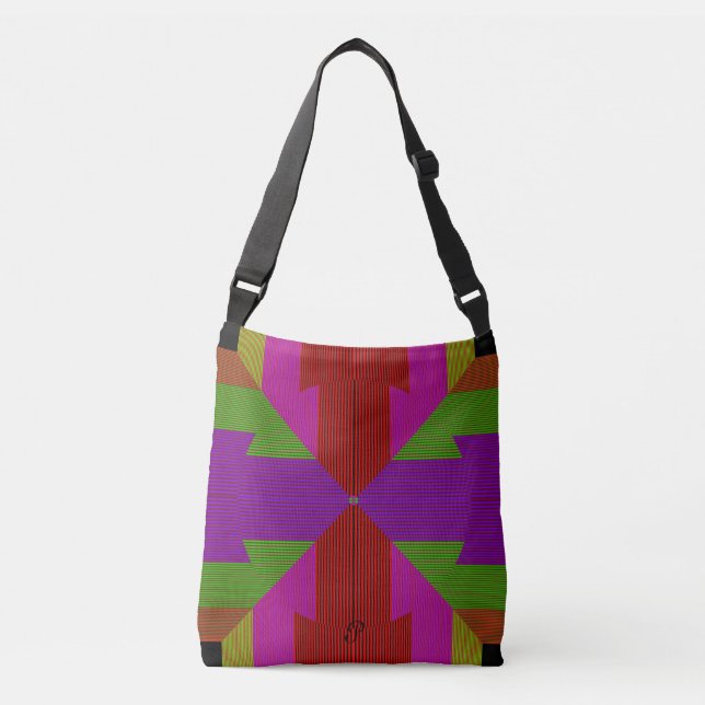 Tote: Stylish With Bold Colourful Geometric Design Crossbody Bag (Front)