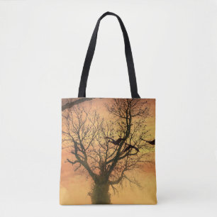 Tote Twisted Autumn Tree At Sunset Bag