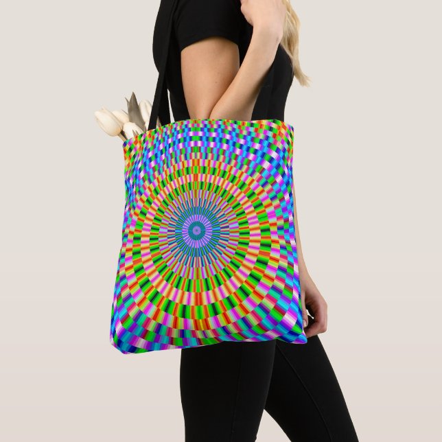 Tote With Circular Mosiac Multicolor Design (Close Up)