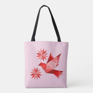 Tote with creative bird with flower bag