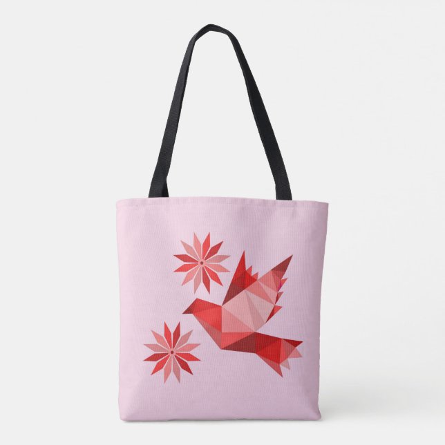 Tote with creative bird with flower bag (Back)