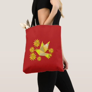 Tote with creative bird with flower bag