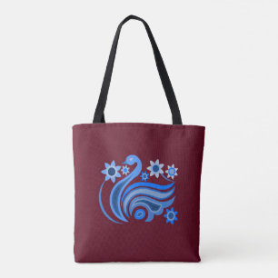 Tote with creative bird with flower bag