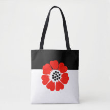 Tote with Modern Poppy design