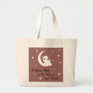 Tote with Saying "I Love You to the Moon and Back"