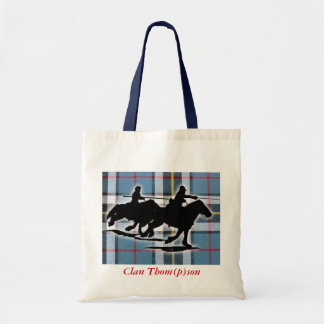 Tote with tartan and border reiver image.