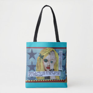TOTEBAG-THERES A THIN LINE BETWEEN GENIUS AND CRAZ TOTE BAG
