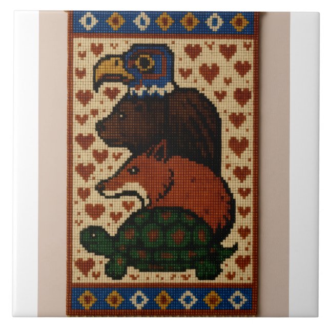 Totem Animal Beads Ceramic Tile (Front)