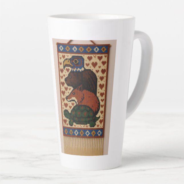 Totem Animal Beads Latte Mug (Right Angle)