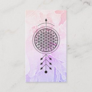 *~* Totem Flower of Life Pastel Floral  Reiki Yoga Business Card