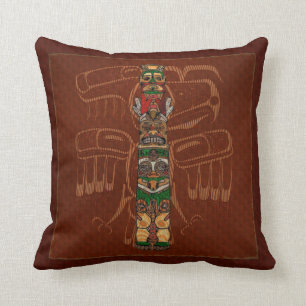 Totem Native American Folk Art Cushion