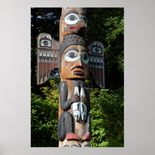 Totem Pole Close Up, Alaska Poster