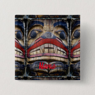 Totem Pole Face Thunder_Cove  15 Cm Square Badge