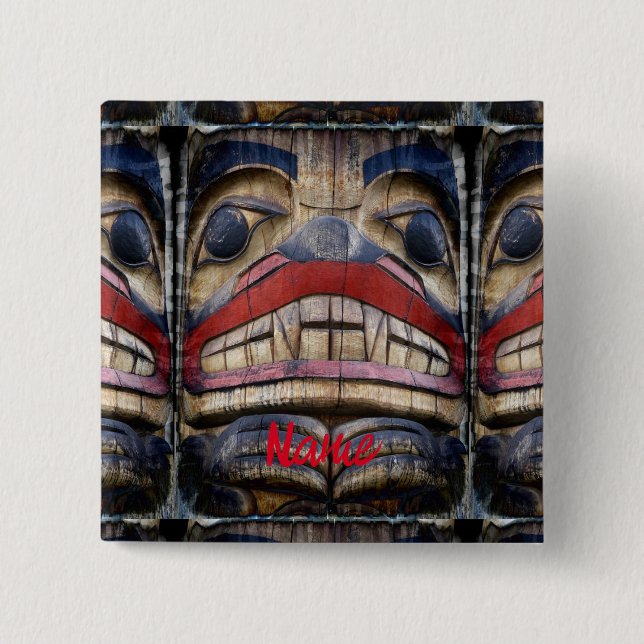 Totem Pole Face Thunder_Cove  15 Cm Square Badge (Front)