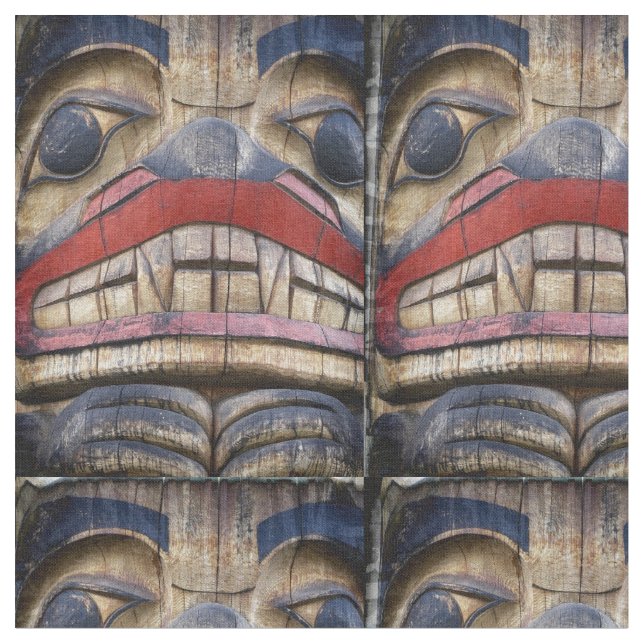 Totem Pole Face Thunder_Cove Fabric (Close Up)