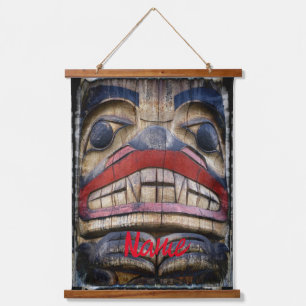 Totem Pole Face Thunder_Cove Hanging Tapestry