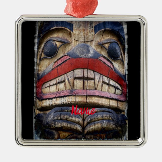 Totem Pole Face Thunder_Cove  Metal Ornament (Front)