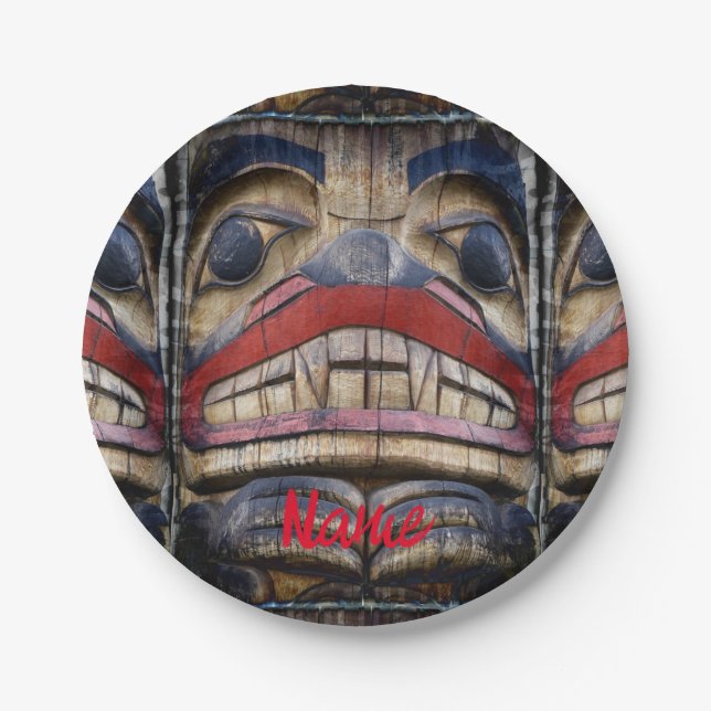 Totem Pole Face Thunder_Cove Paper Plate (Front)