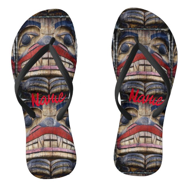 Totem Pole Face Thunder_Cove Thongs (Footbed)