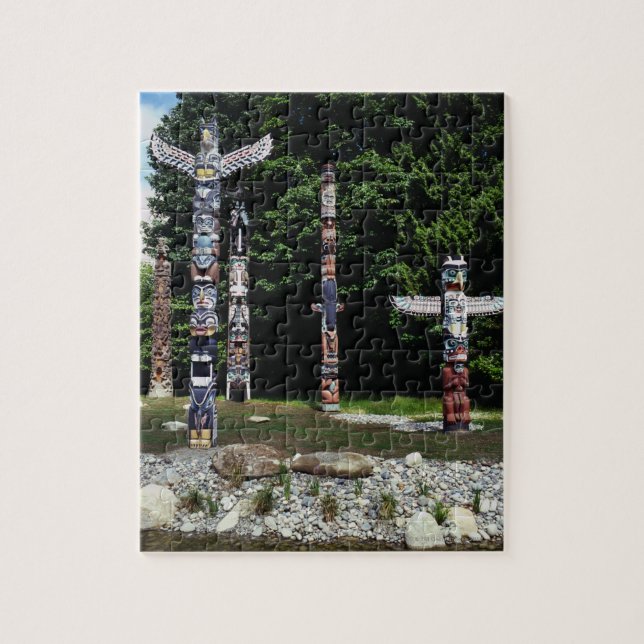 Totem poles, Vancouver, British Colombia Jigsaw Puzzle (Vertical)