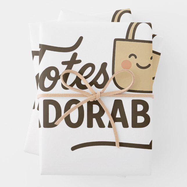 "Totes Adorable" Funny Bear Cub Wrapping Paper (In situ)