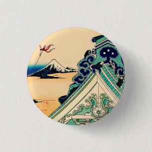 Toto Asakusa Honganji by Katsushika Hokusai 3 Cm Round Badge
