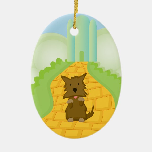 Toto on Yellow Brick Road Christmas Ornament (Front)
