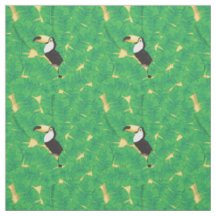 Toucan and banana leaves fabric