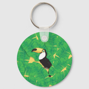 Toucan and banana leaves key ring