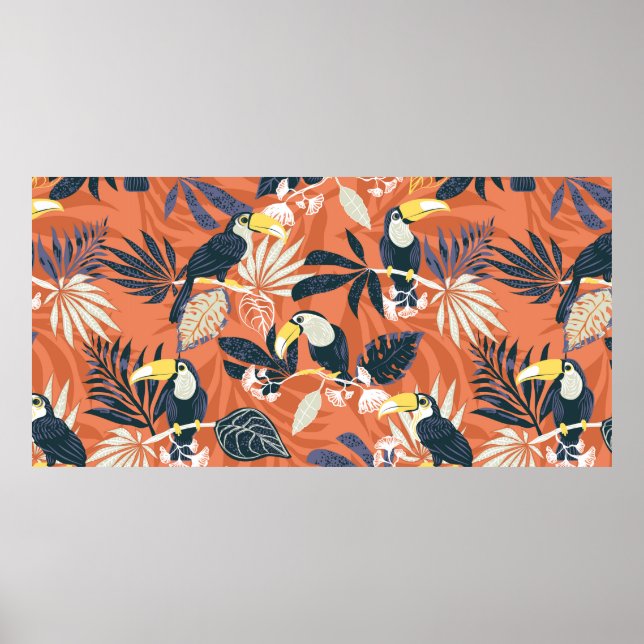 toucan and jungle seamless pattern poster (Front)