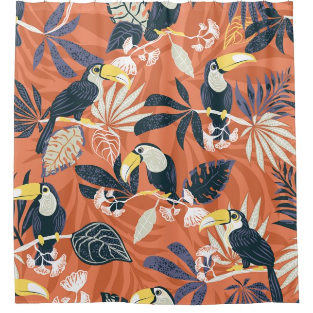 toucan and jungle seamless pattern shower curtain (Front)