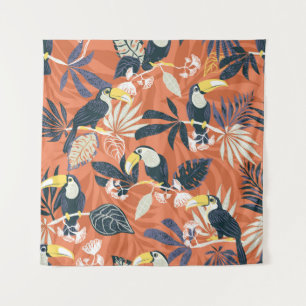 toucan and jungle seamless pattern tapestry