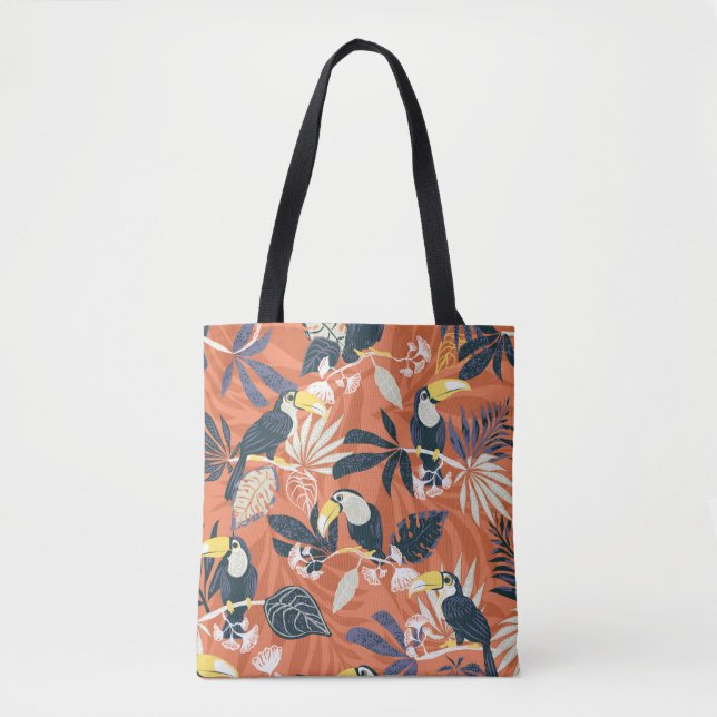 toucan and jungle seamless pattern tote bag (Front)