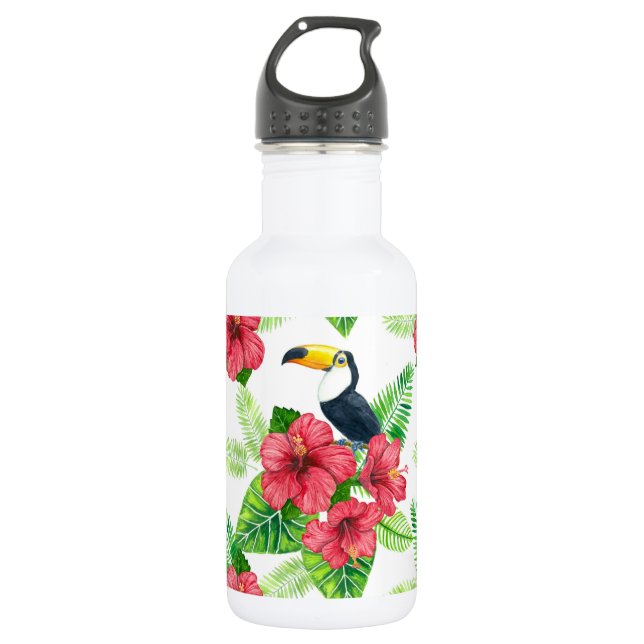 Toucan and tropical bouquet 532 ml water bottle (Front)