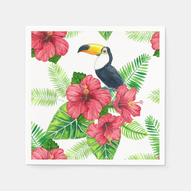 Toucan and tropical bouquet napkin (Front)