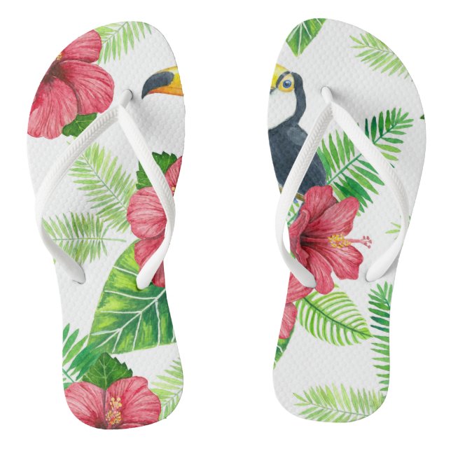 Toucan and tropical bouquet thongs (Footbed)