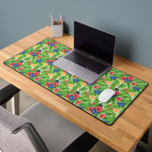 Toucan and tropical florals wrapping paper desk mat