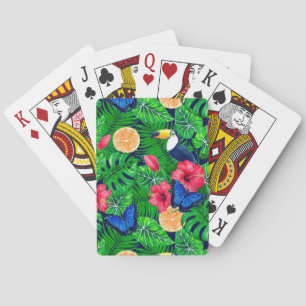 Toucan and tropical garden watercolor playing cards