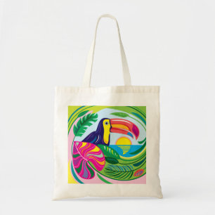 Toucan and Tropical Leaves Tote Bag