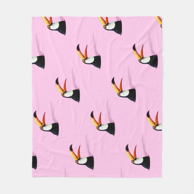 Toucan Announcement: Tropical Pink Paradise Fleece Blanket (Front)